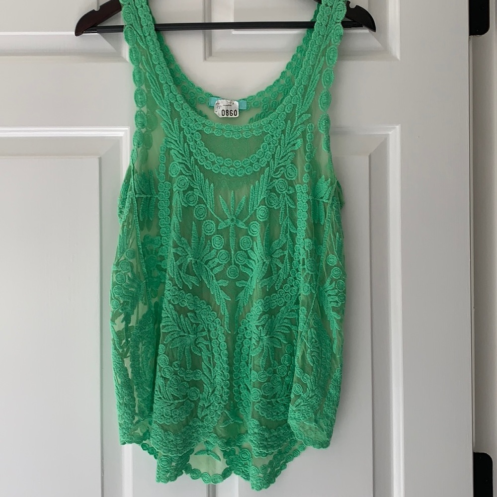 Karlie Lace Kelly Green Tank Like New
